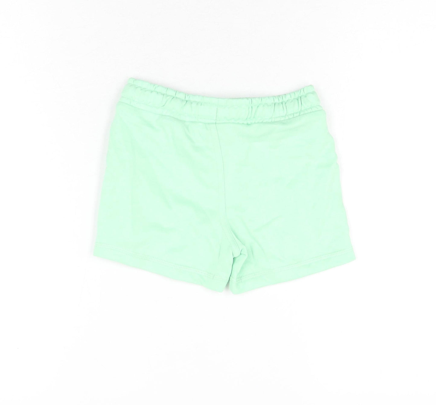 Marks and Spencer Boys Green Cotton Sweat Shorts Size 2-3 Years Regular Drawstring