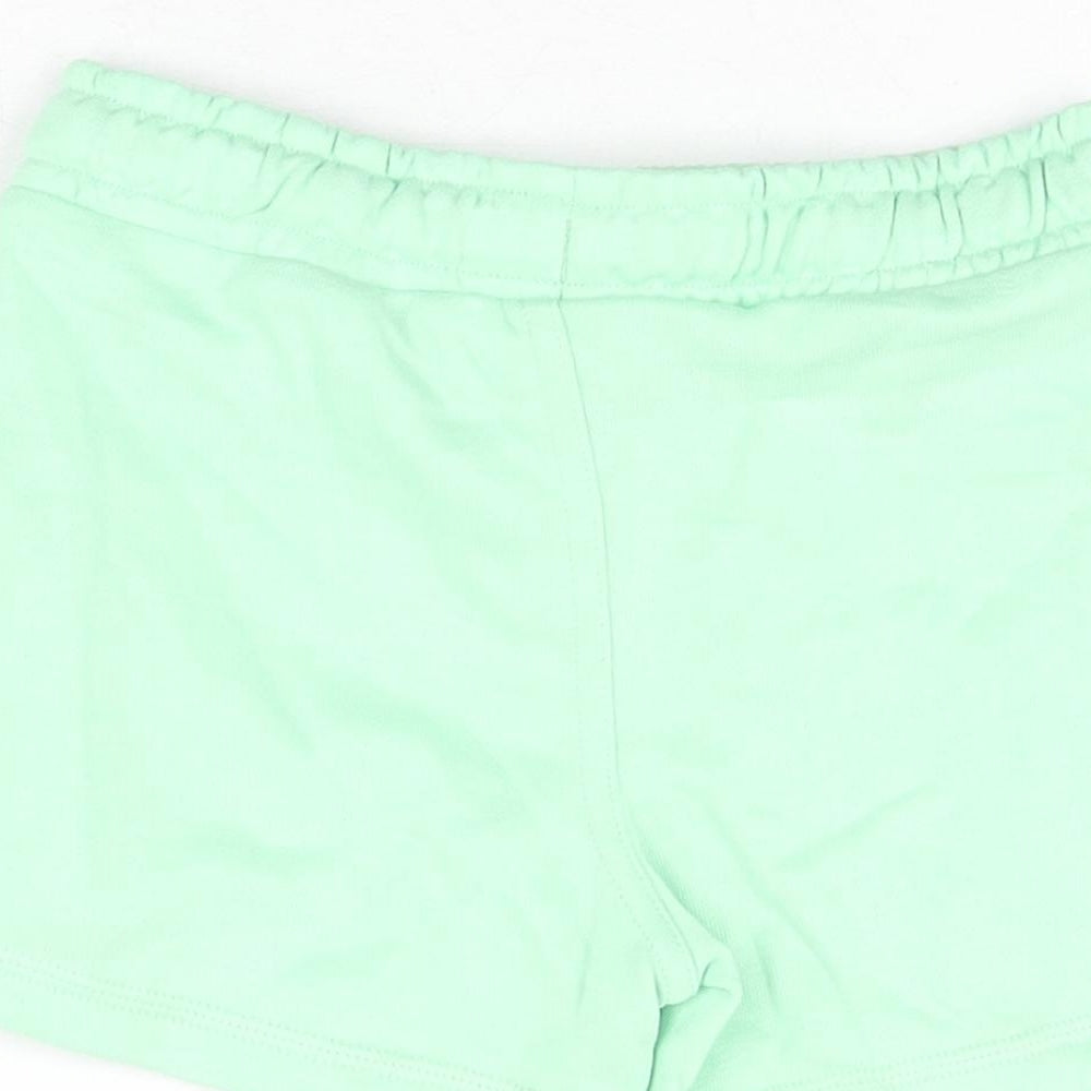 Marks and Spencer Boys Green Cotton Sweat Shorts Size 2-3 Years Regular Drawstring
