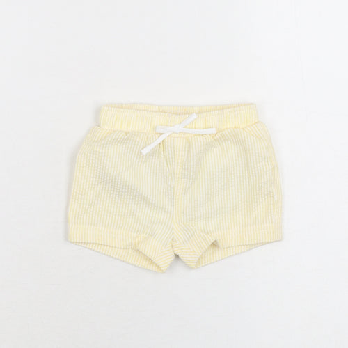 Marks and Spencer Boys Yellow Striped Polyester Shorts Outfit/Set Size 0-3 Months Drawstring - Swim Short