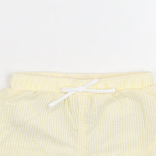 Marks and Spencer Boys Yellow Striped Polyester Shorts Outfit/Set Size 0-3 Months Drawstring - Swim Short
