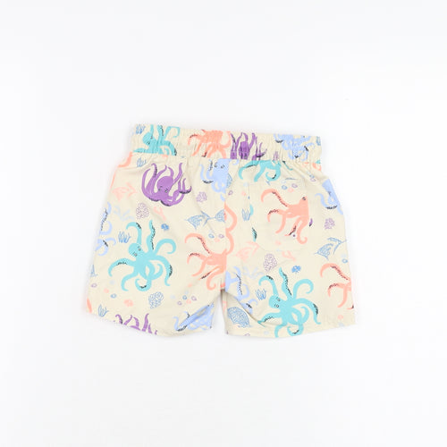 Marks and Spencer Boys Beige Geometric Polyester Shorts Outfit/Set Size 12-18 Months Drawstring - Swim Short, Octopus Print
