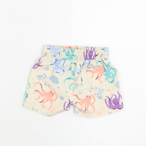 Marks and Spencer Boys Beige Geometric Polyester Shorts Outfit/Set Size 3-6 Months Drawstring - Swim Short, Octopus Print