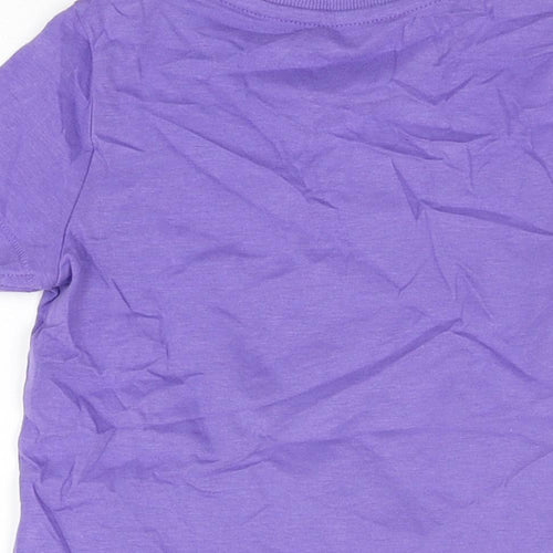 Marks and Spencer Girls Purple Cotton Basic T-Shirt Size 3-4 Years Round Neck Pullover - Summer Holiday, Pineapple