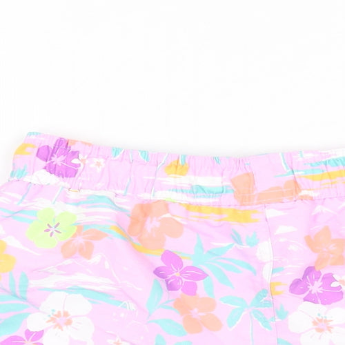 Marks and Spencer Boys Purple Floral Polyester Bermuda Shorts Size 7-8 Years Regular Drawstring - Swim Short