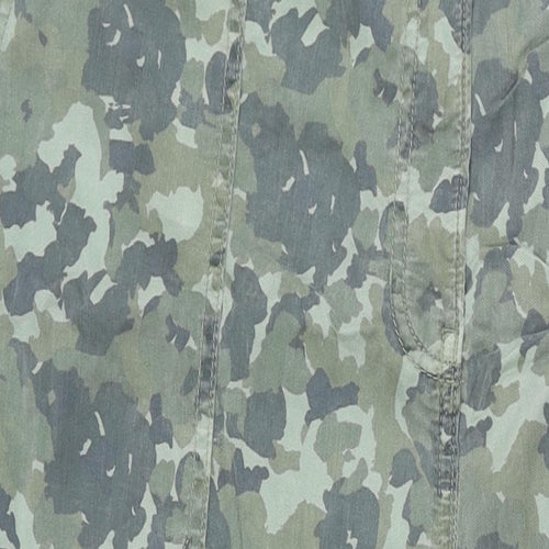 Marks and Spencer Womens Green Camouflage Lyocell Cargo Trousers Size 22 L27 in Regular Zip