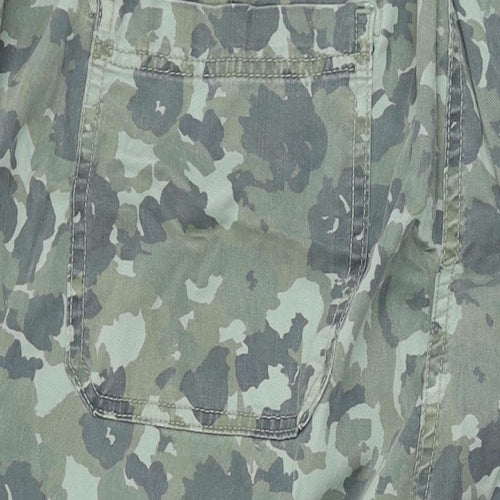 Marks and Spencer Womens Green Camouflage Lyocell Cargo Trousers Size 22 L27 in Regular Zip