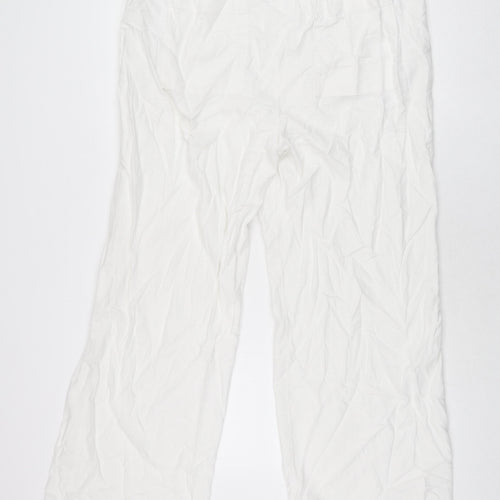 Marks and Spencer Womens White Linen Trousers Size 20 L30 in Regular Drawstring