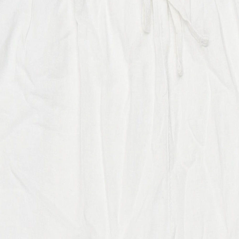 Marks and Spencer Womens White Linen Trousers Size 20 L30 in Regular Drawstring