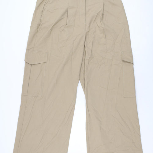 Marks and Spencer Womens Beige Polyester Trousers Size 16 L32 in Regular Zip