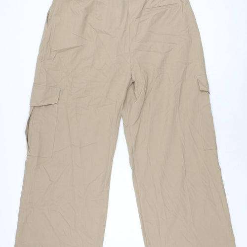 Marks and Spencer Womens Beige Polyester Trousers Size 16 L32 in Regular Zip