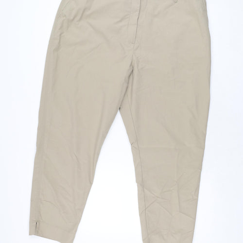 Marks and Spencer Womens Beige Cotton Chino Trousers Size 20 L27 in Regular Zip