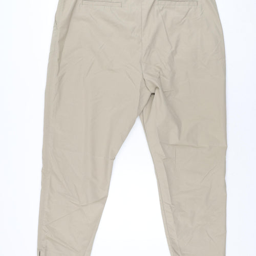 Marks and Spencer Womens Beige Cotton Chino Trousers Size 20 L27 in Regular Zip