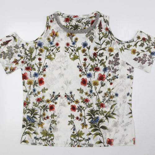 NEXT Womens Multicoloured Floral Polyester Basic Blouse Size 18 Round Neck - Cold Shoulder