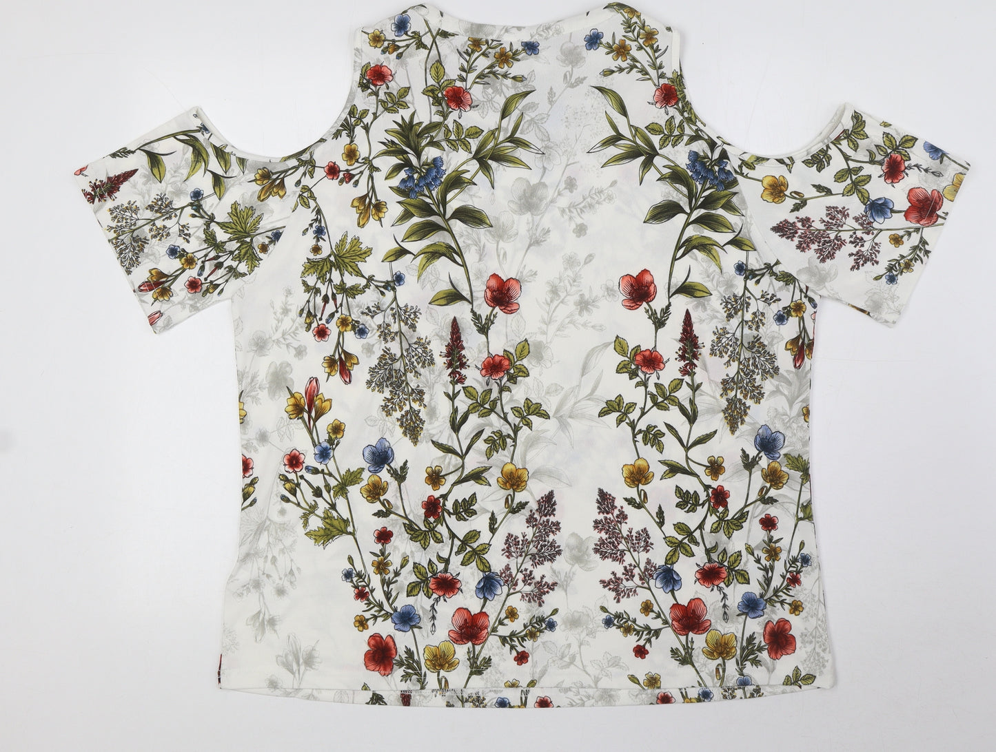 NEXT Womens Multicoloured Floral Polyester Basic Blouse Size 18 Round Neck - Cold Shoulder