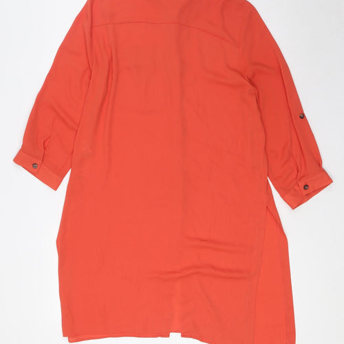 Dorothy Perkins Womens Orange Polyester Basic Button-Up Size 12 Collared
