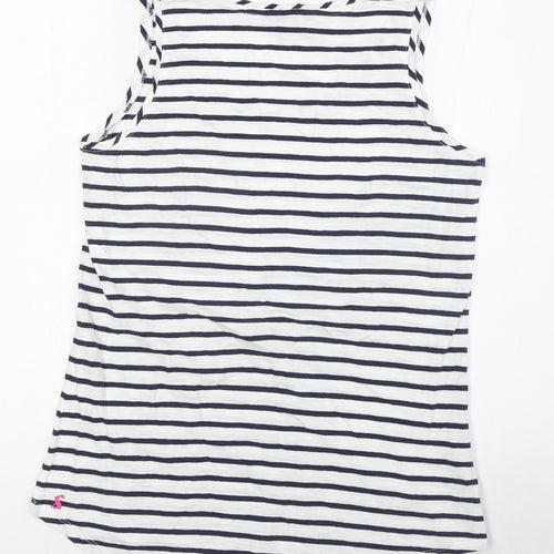 Joules Womens Blue Striped 100% Cotton Basic Tank Size 12 Round Neck