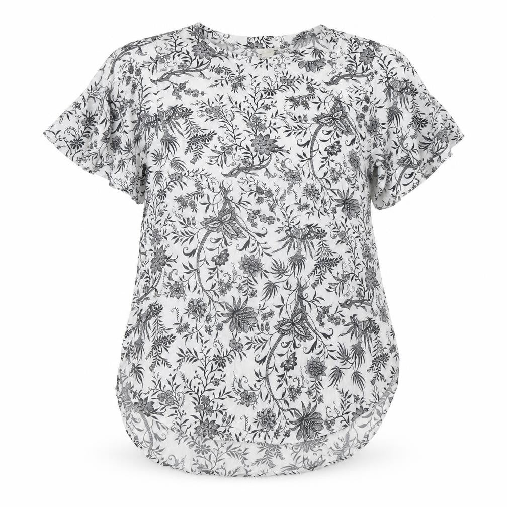Front view of H&M women’s white viscose basic blouse, size UK 10, boat neck