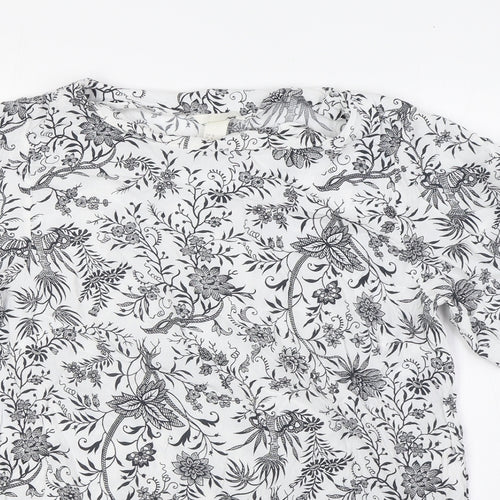 H&M Womens White Viscose Basic Blouse Size 10 Boat Neck