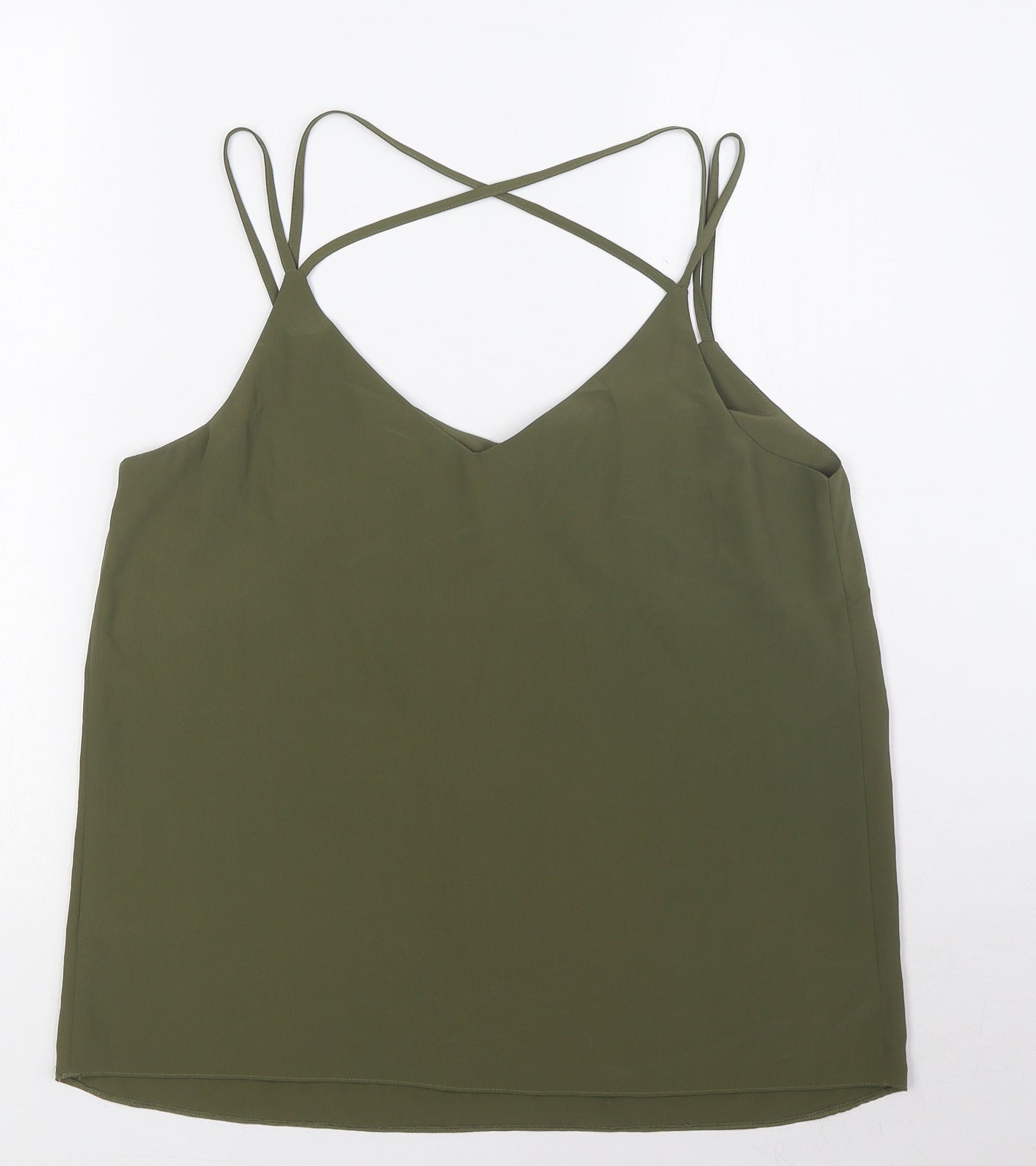 New Look Womens Green Polyester Camisole Blouse Size 12 Scoop Neck - Straps