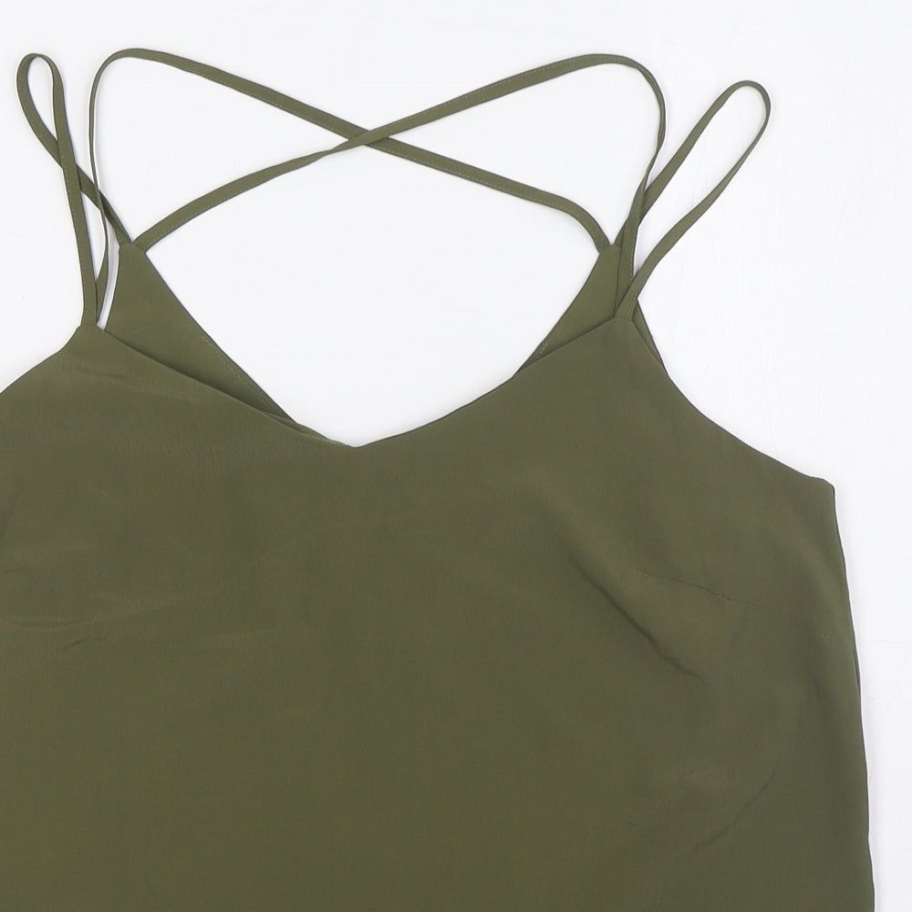New Look Womens Green Polyester Camisole Blouse Size 12 Scoop Neck - Straps