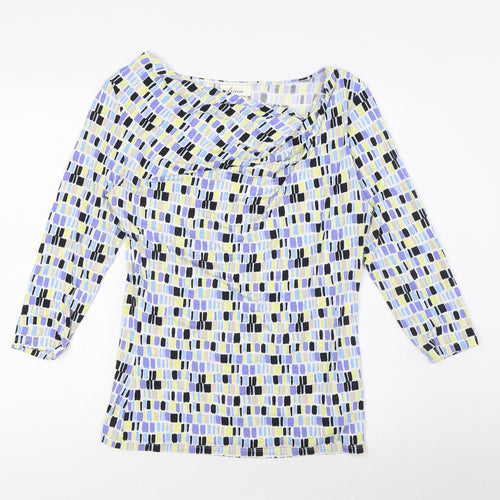 Linea Womens Multicoloured Viscose Basic Blouse Size M Round Neck