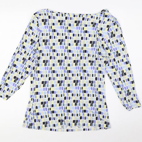 Linea Womens Multicoloured Viscose Basic Blouse Size M Round Neck