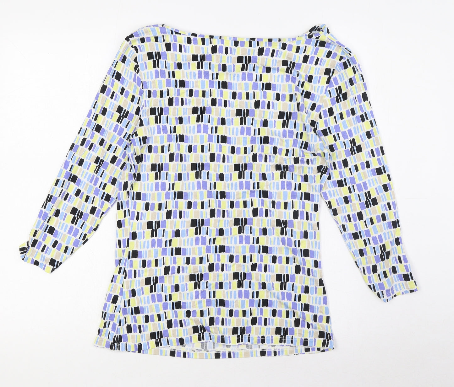 Linea Womens Multicoloured Viscose Basic Blouse Size M Round Neck