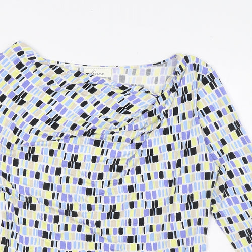 Linea Womens Multicoloured Viscose Basic Blouse Size M Round Neck