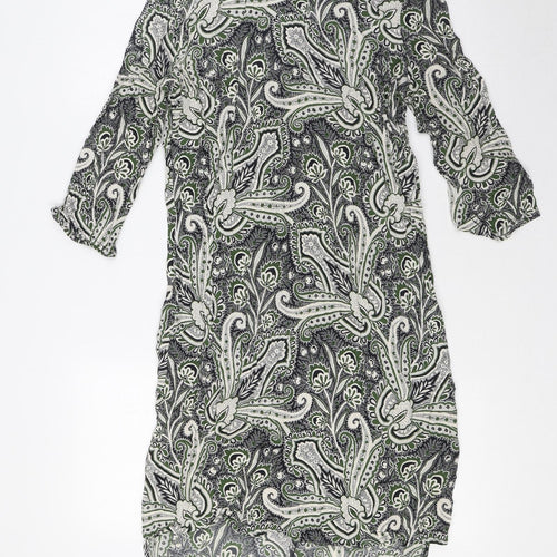 Topshop Womens Green Viscose Shirt Dress Size 10 Round Neck Zip