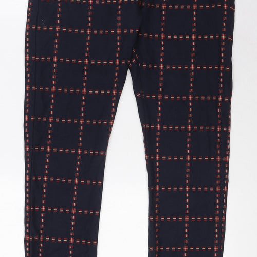Topman Mens Blue Check Polyester Trousers Size 30 in L31 in Slim Zip - Zip Pockets