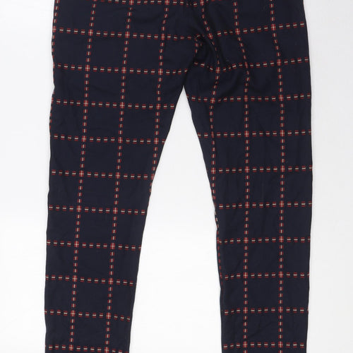 Topman Mens Blue Check Polyester Trousers Size 30 in L31 in Slim Zip - Zip Pockets