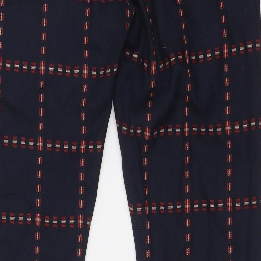 Topman Mens Blue Check Polyester Trousers Size 30 in L31 in Slim Zip - Zip Pockets