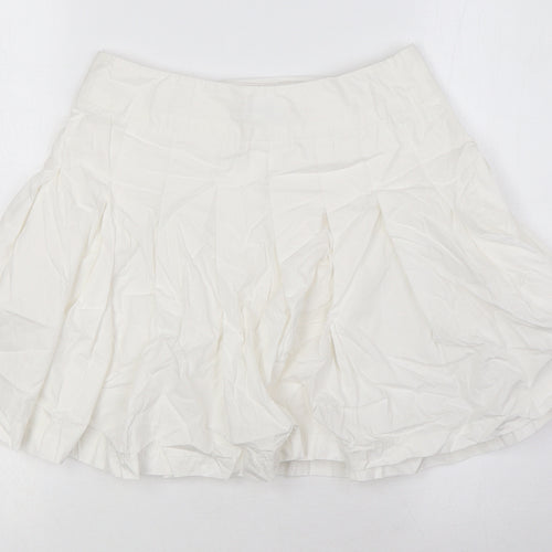 Topshop Womens White Cotton A-Line Skirt Size 8 Button - Wrap Around