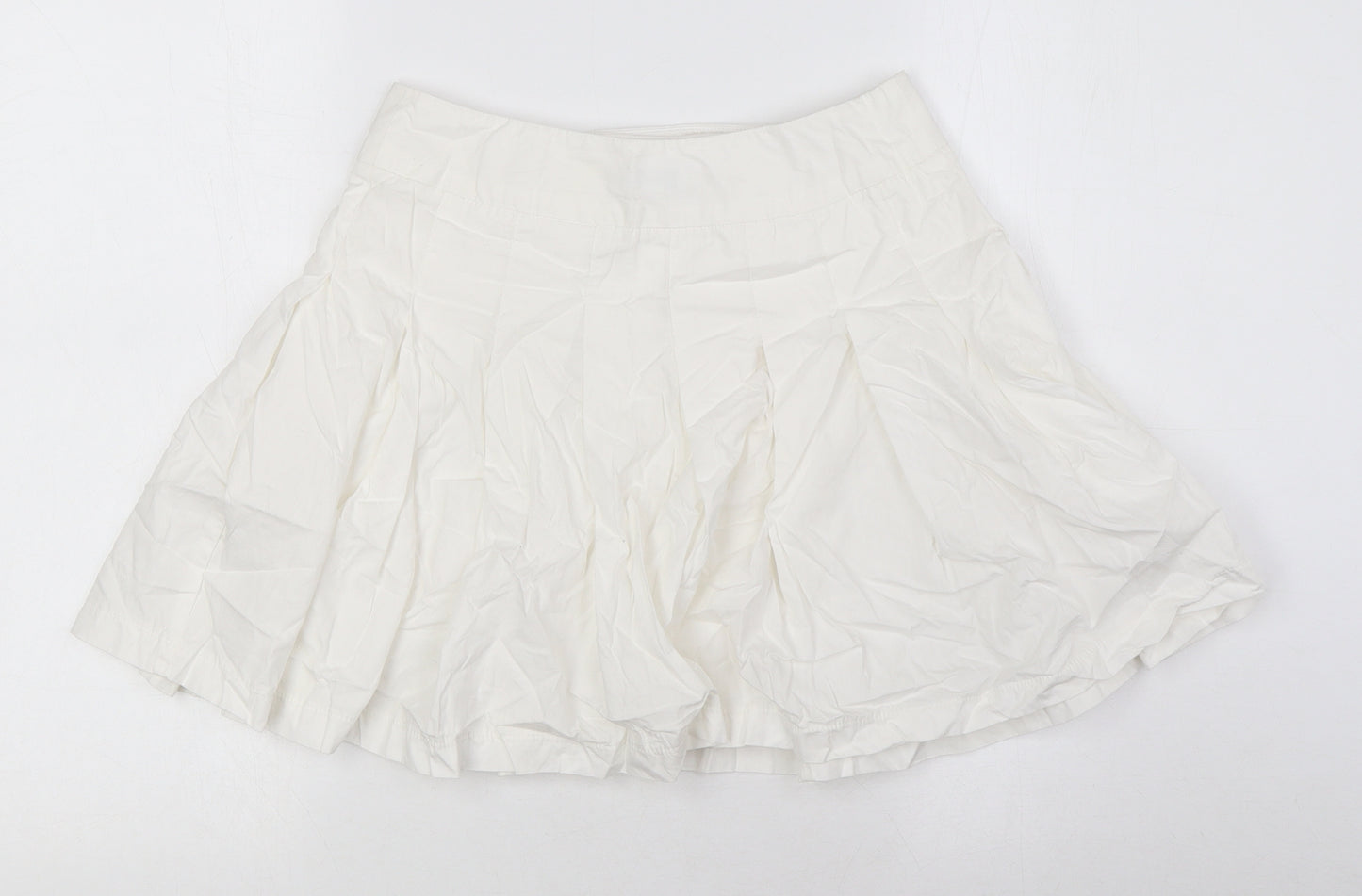 Topshop Womens White Cotton A-Line Skirt Size 8 Button - Wrap Around