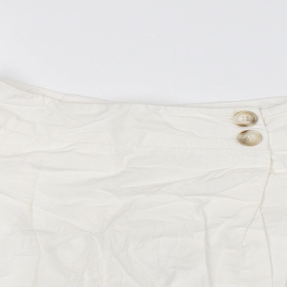 Topshop Womens White Cotton A-Line Skirt Size 8 Button - Wrap Around