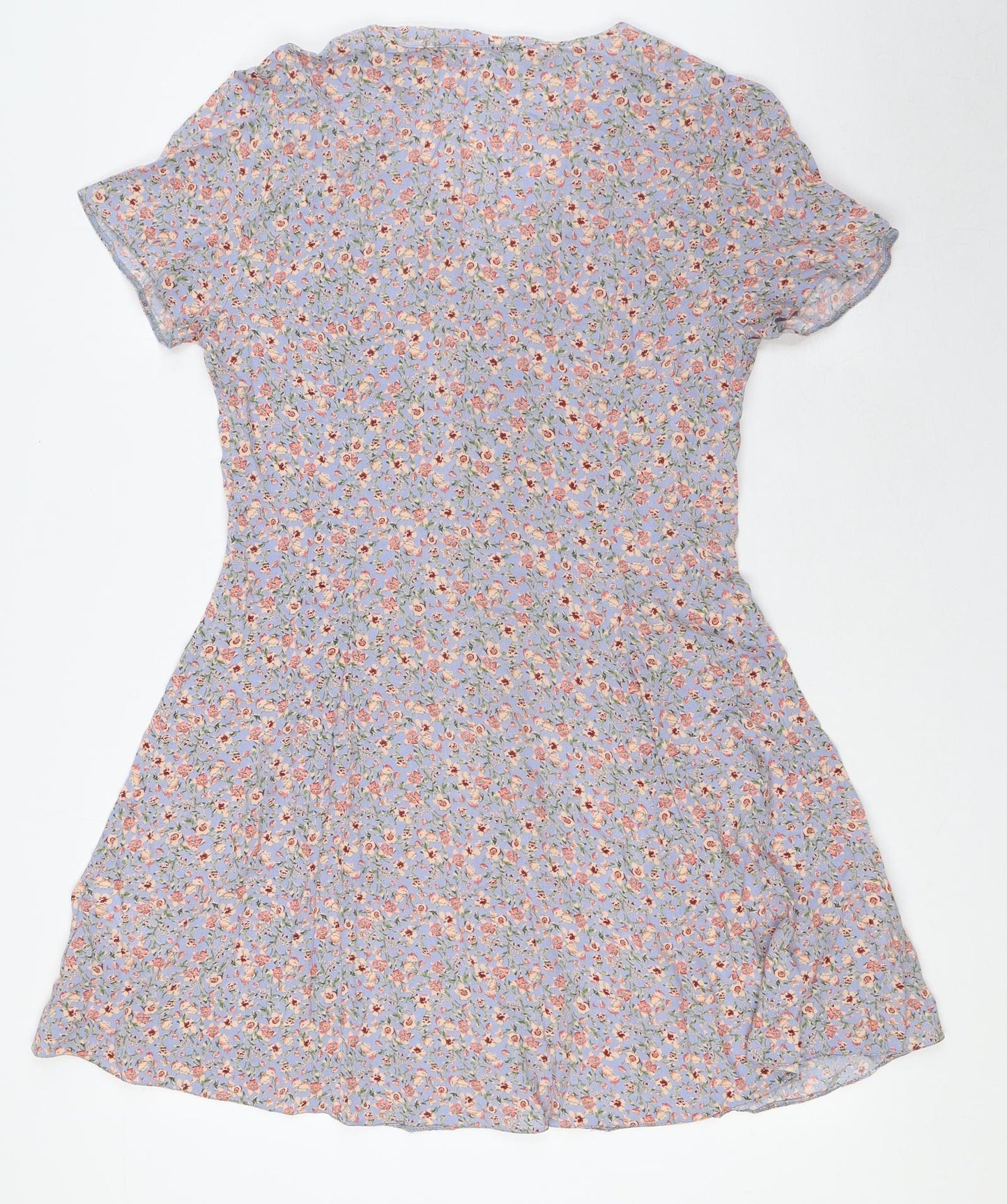 New Look Womens Multicoloured Floral Viscose A-Line Size 12 V-Neck Button