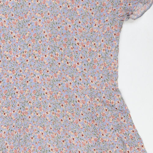 New Look Womens Multicoloured Floral Viscose A-Line Size 12 V-Neck Button