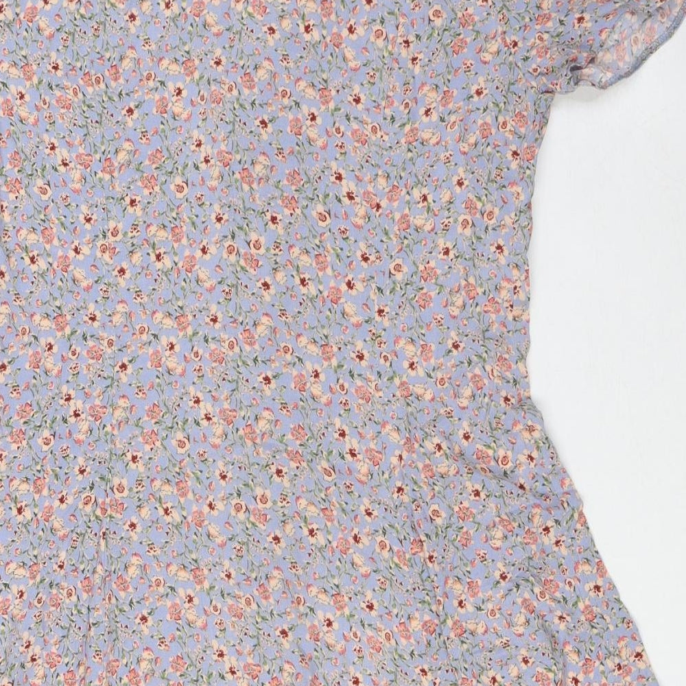 New Look Womens Multicoloured Floral Viscose A-Line Size 12 V-Neck Button