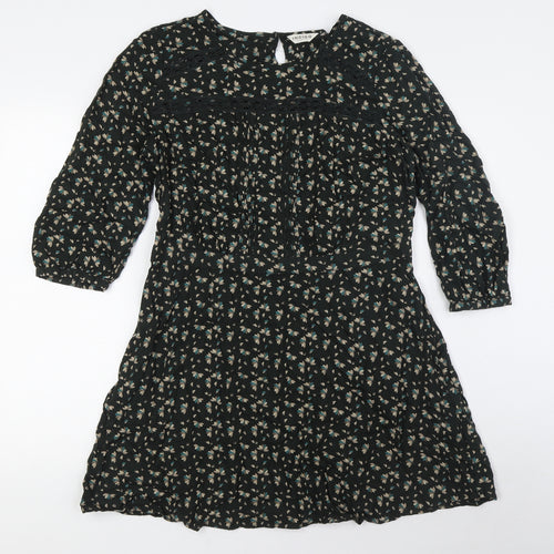 Marks and Spencer Womens Green Viscose A-Line Size 12 Round Neck Button
