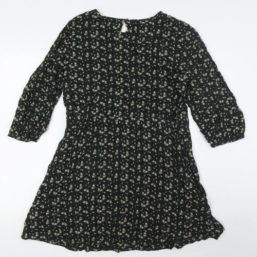 Marks and Spencer Womens Green Viscose A-Line Size 12 Round Neck Button