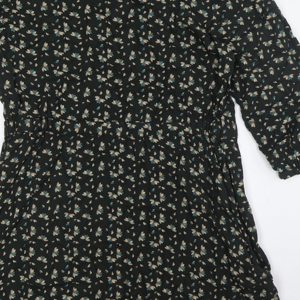 Marks and Spencer Womens Green Viscose A-Line Size 12 Round Neck Button