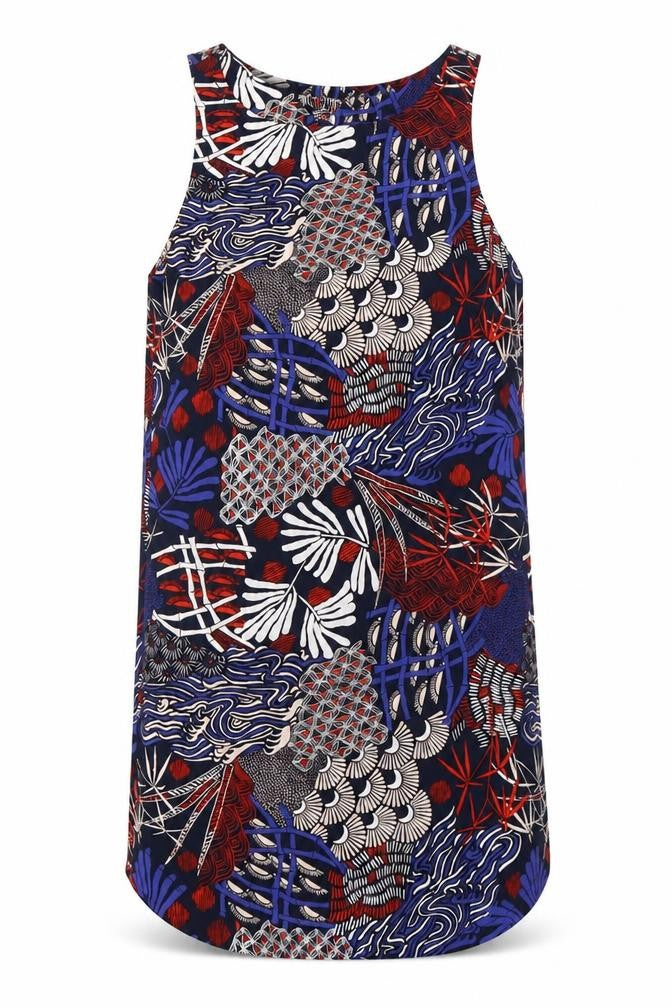 Front view of H&M women’s multicoloured polyester shirt dress, size UK 4, round neck pullover