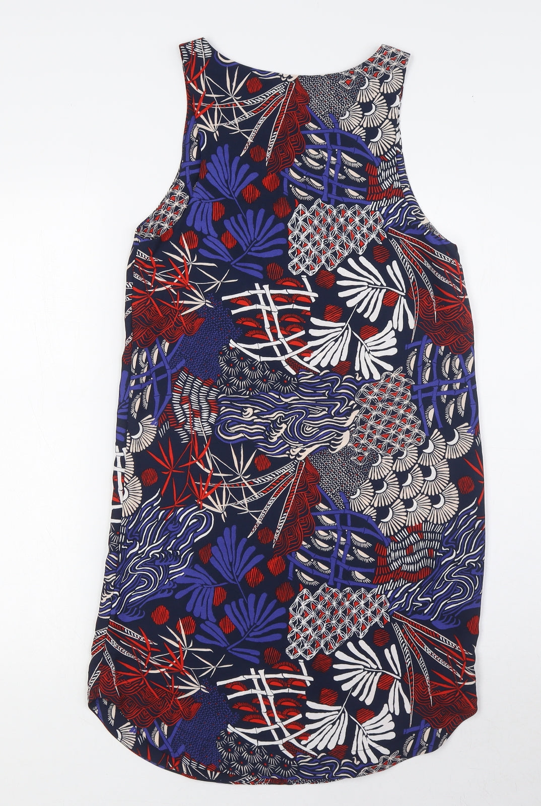 H&M Womens Multicoloured Polyester Shirt Dress Size 4 Round Neck Pullover