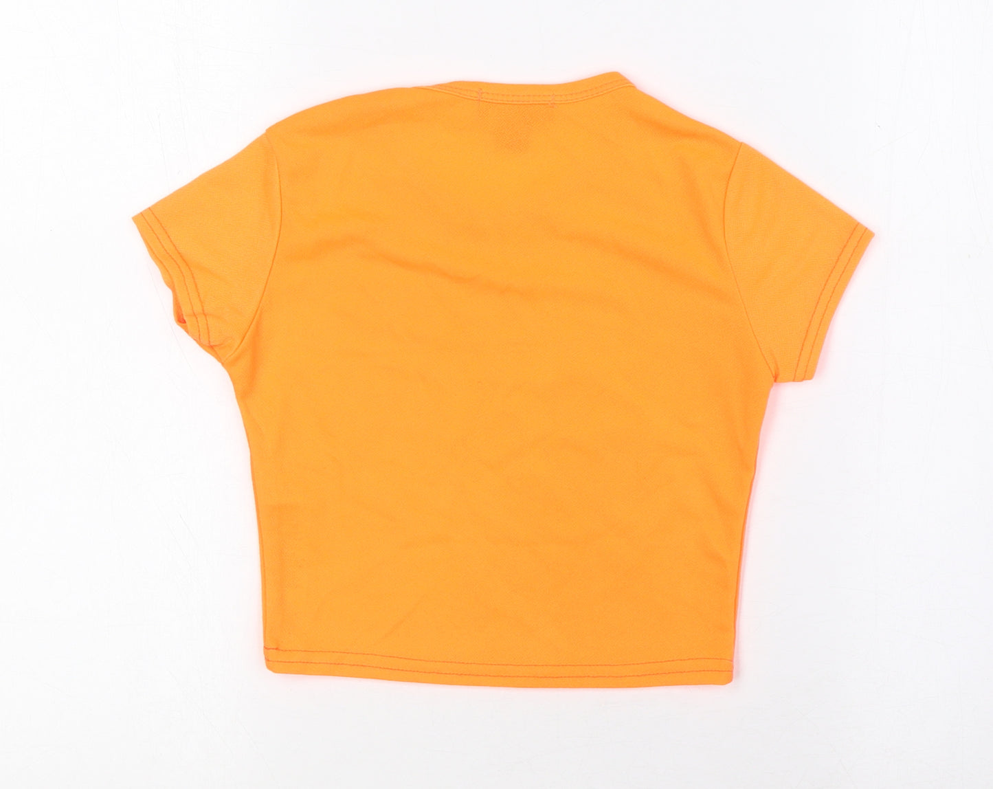 PRETTYLITTLETHING Womens Orange Polyester Cropped Blouse Size 6 Round Neck - Bright