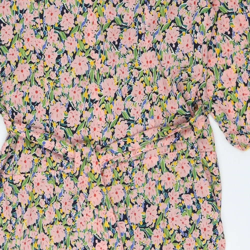 Joanie Womens Multicoloured Floral Polyester A-Line Size 20 V-Neck Zip - Wrap Effect