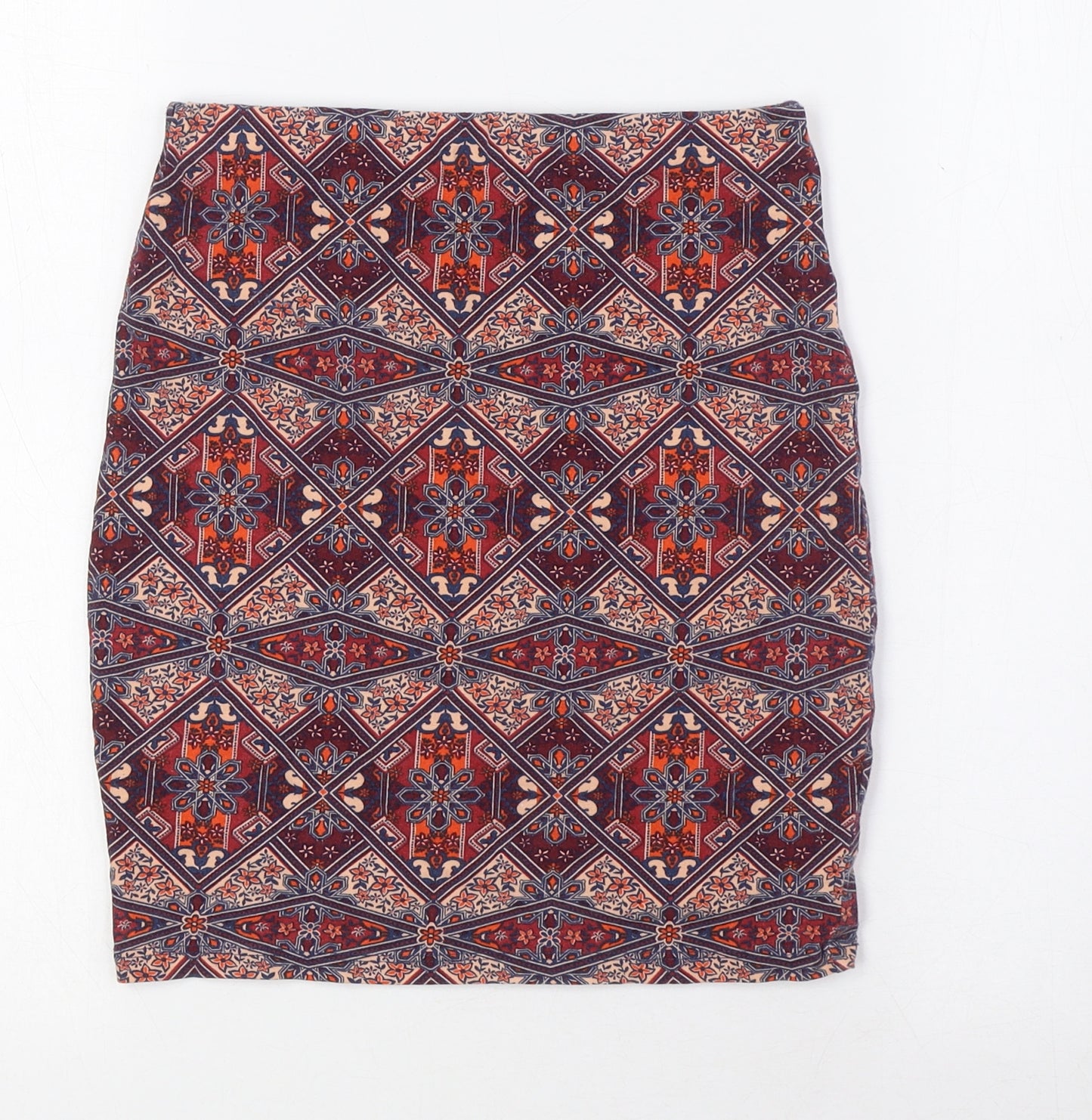 New Look Womens Multicoloured Cotton Straight & Pencil Skirt Size 6 - Elasticated Waist