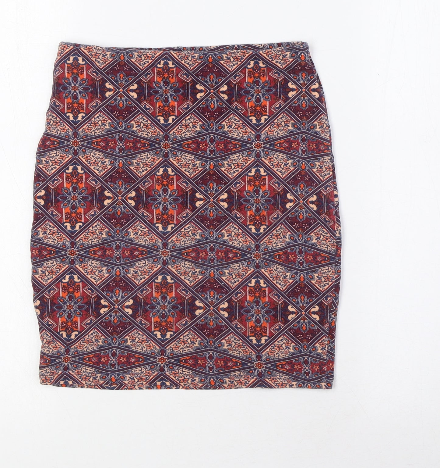 New Look Womens Multicoloured Cotton Straight & Pencil Skirt Size 6 - Elasticated Waist