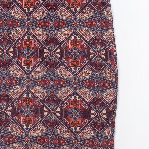 New Look Womens Multicoloured Cotton Straight & Pencil Skirt Size 6 - Elasticated Waist