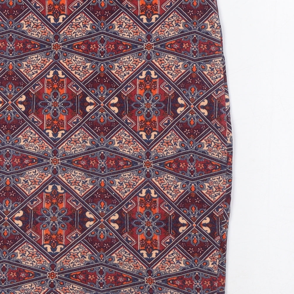 New Look Womens Multicoloured Cotton Straight & Pencil Skirt Size 6 - Elasticated Waist