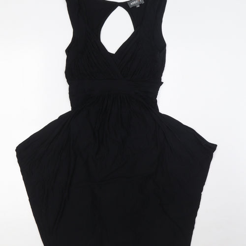 Apricot Womens Black Polyester A-Line Size M V-Neck Pullover - Key Hole Back